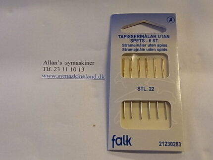 håndnåle u. spids st. 22 6 stk.